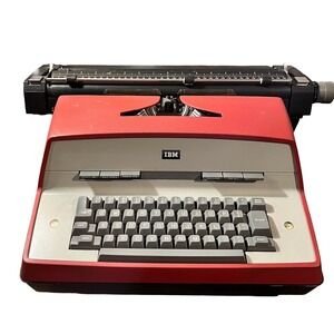Vintage IBM Electric Typewriter Model D1 6155 Orange Red Powers On Parts Only